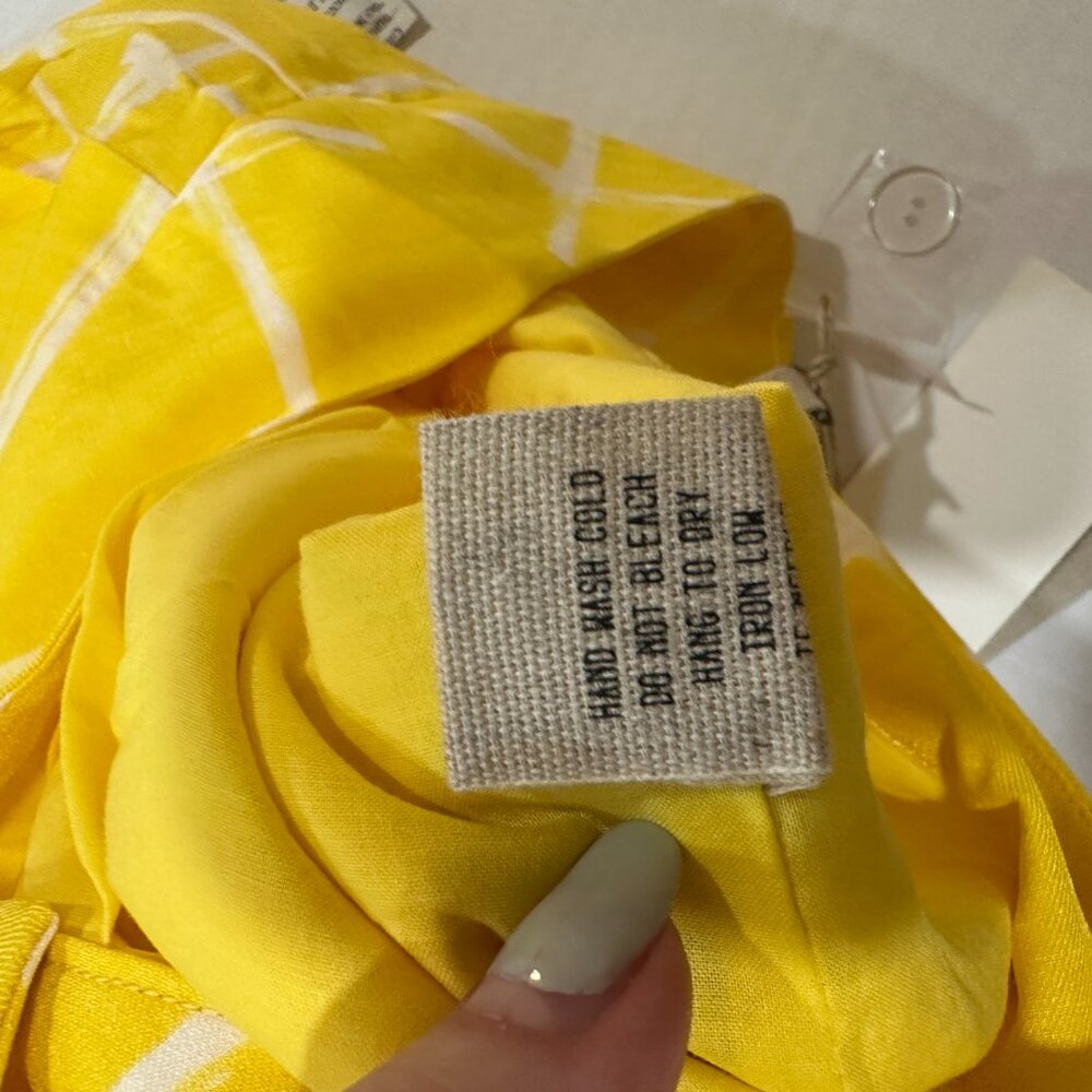 NWT MOON RIVER Anthropology Yellow White Wide Leg Trousers Women Sz S - Picture 10 of 13